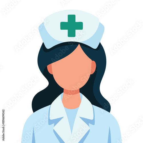 Flat vector illustration of nurse icon ideal for healthcare designs patient care medical assistance hospital services and clinical education visuals