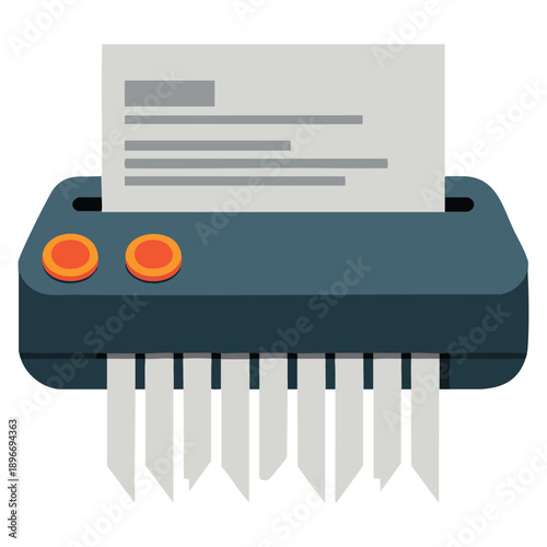 Flat vector illustration of paper shredder icon isolated on white background ideal for office security document disposal and data protection visuals