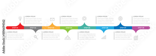Business infographic 8 important events to success. Annual report, Business presentation template. Vector illustration.