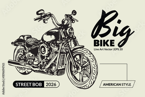 American 2026 Big bike street Vector
