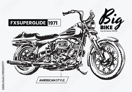Foto American 1971 Big bike superglide Vector