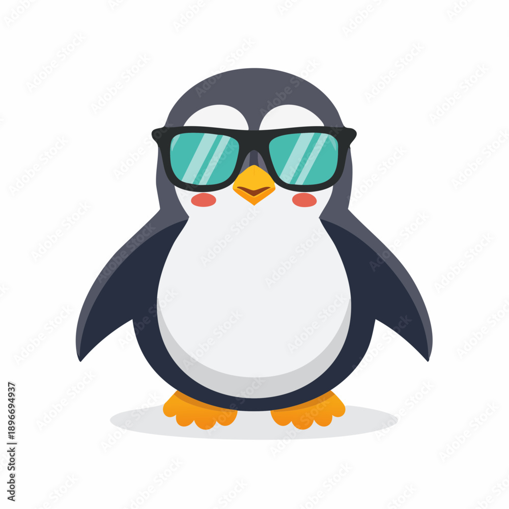 Obraz premium Cool Penguin Cartoon Wearing Sunglasses, Vector Illustration
