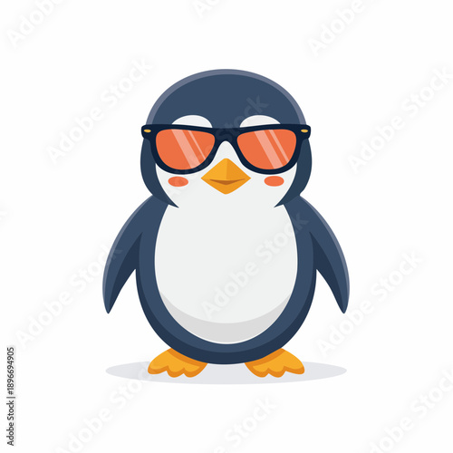 Chilled Out Penguin Wearing Sunglasses on White Background