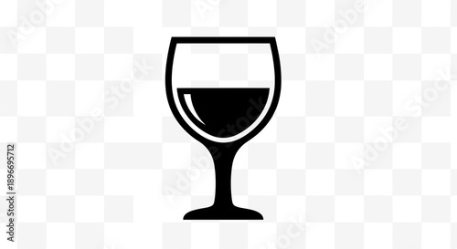 Simple Black Silhouette of a Wine Glass Filled with Dark Liquid.