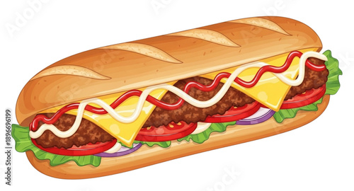 Hot Dog Sandwich Vector Illustration