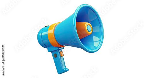 Blue and orange cartoon megaphone