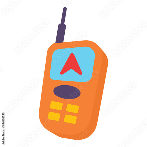 portable GPS device navigation tracking direction outdoor adventure flat color vector illustration template design