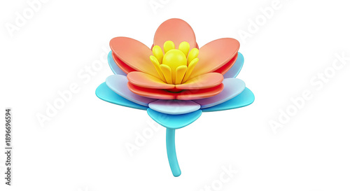 Colorful 3D Lotus Flower Illustration