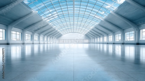 Wallpaper Mural Spacious modern interior with large windows and high ceiling, bright natural light flooding an empty room, perfect for events or creative spaces Torontodigital.ca