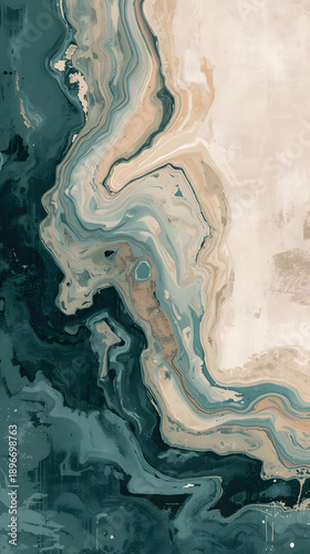 Wavy swirled grunge abstract swirling patterns in blue, beige, and teal. Suitable for background designs, prints, or digital art projects.
