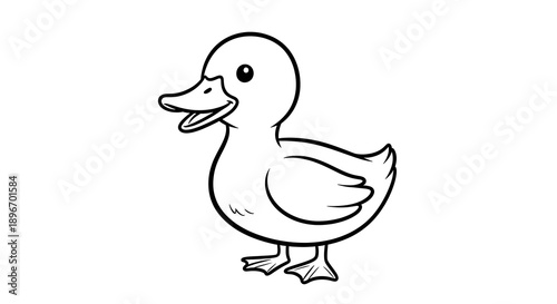 Cute Cartoon Duck Outline for Coloring