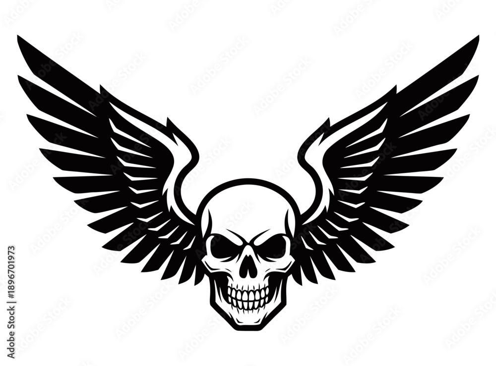 Fototapeta premium Skull with Wings Emblem - A Symbol of Freedom and Rebellion