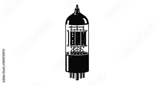 A diagrammatic illustration of a vacuum tube is presented against a white background.