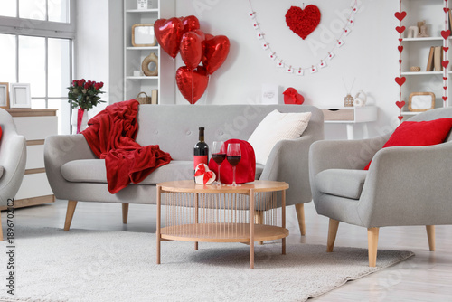 Interior of festive living ...