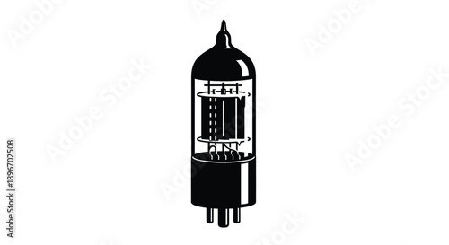 A black and white illustration of a vacuum tube on a white background.