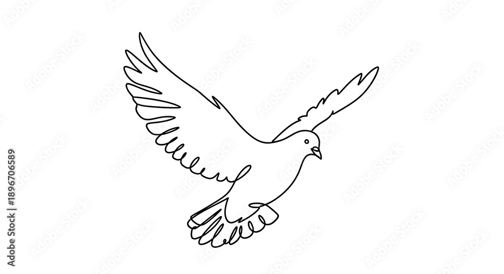 Obraz premium Peace Dove Flying Line Drawing