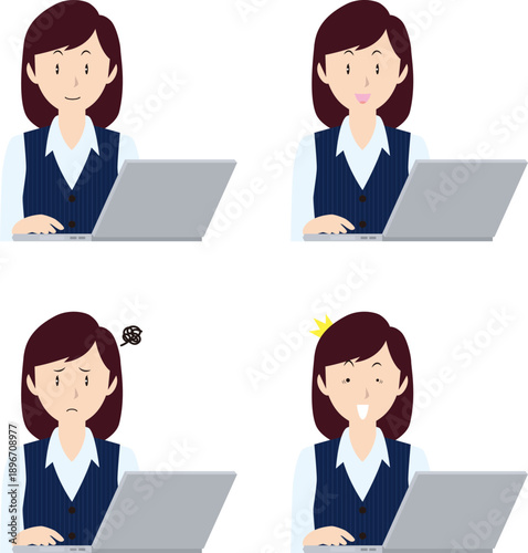 ノートPCと女性事務員①