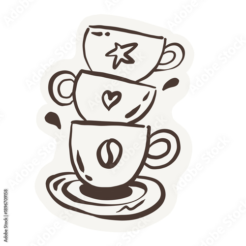 Coffee Shop Branding Sticker illustration