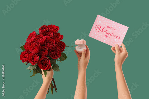 Female hands with roses, gr...