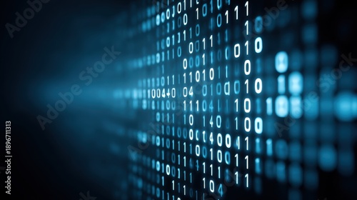 Abstract digital binary data representation in vibrant blue tones creating a futuristic technology background ideal for innovation and data visualization concepts