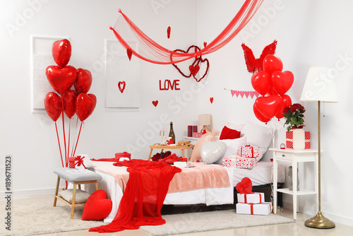 Interior of light bedroom d...