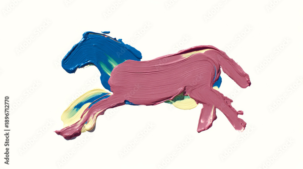 Obraz premium Abstract painted horse with bold brush strokes on white background for chinese new year year of the horse