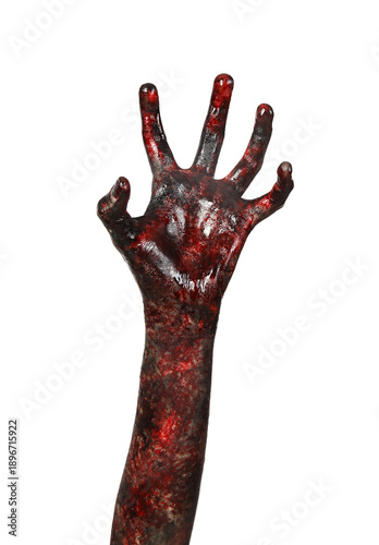 Hand of zombie on white bac...