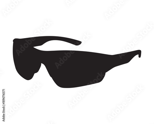 Black silhouette of a swimming goggles. A black silhouette of sleek, modern sport sunglasses for athletic activities.