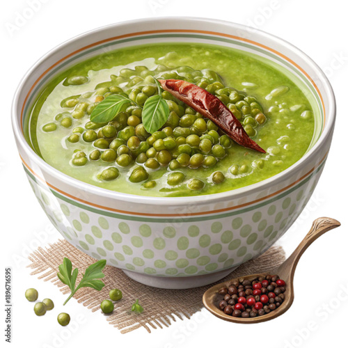 Delicious bowl of bubur kacang hijau with thick mung bean sauce