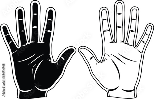 Two stylized hands, one solid black and one outlined in white, symbolizing connection and communication