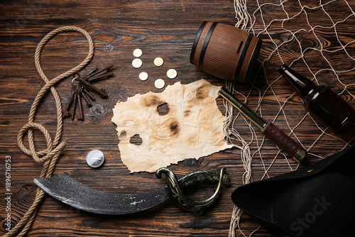 Burnt paper with pirate's i...