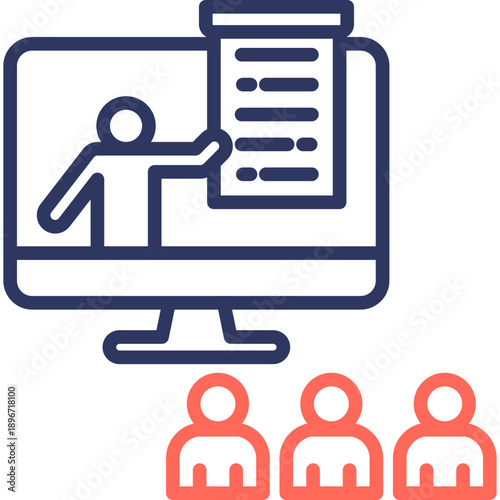 Web Based Learning line color icon