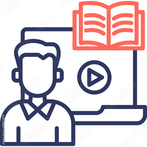 Online Tutorial line color icon