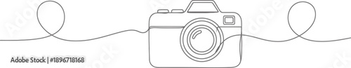 Minimalist Line Art Illustration of a Camera and Swirls