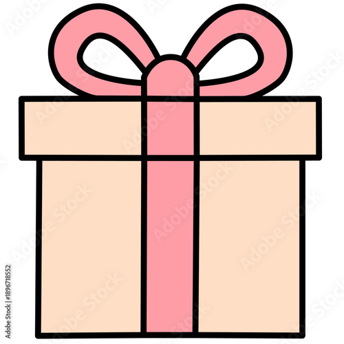 Valentine Gift Box with Ribbon Vector Illustration