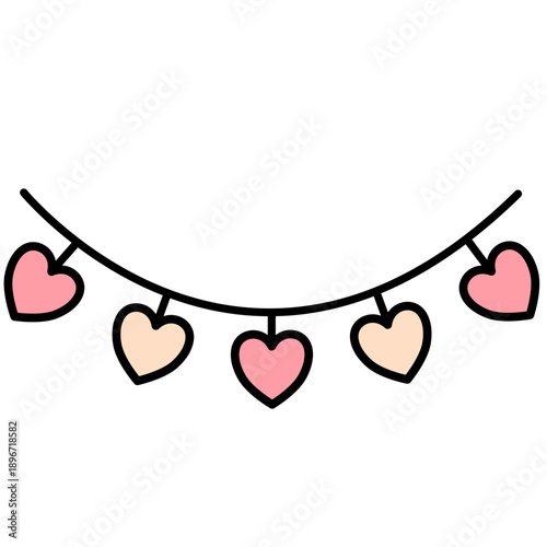 Valentine Heart Garland Decoration Vector Illustration