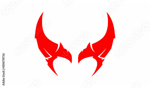 Scary Demon Horns Red Silhouette Satanic Symbol Vector Illustration