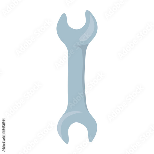 A double ended metal wrench placed on a clean white background with a simple minimal presentation