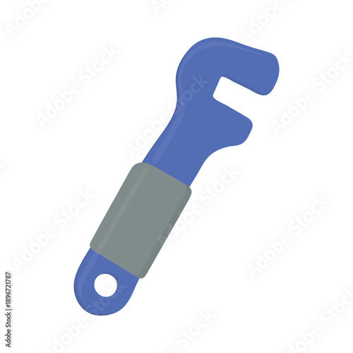 Stylized Open-End Wrench with Angled Head and Gray Grip