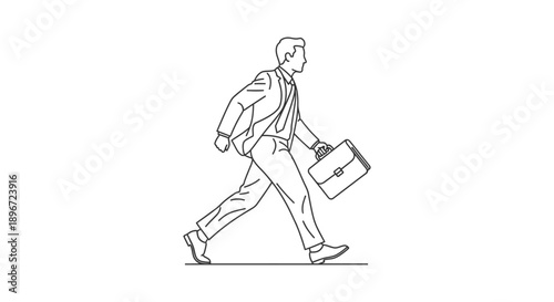 a determined businessman in a suit quickly walking forward holding a briefcase embodying career drive professional ambition and the corporate journey.