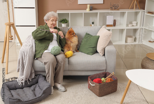 Senior woman with cute Pome...