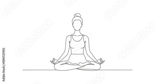 a woman meditating in a lotus position a calming minimalist line art illustration for yoga mindfulness and spiritual wellness.