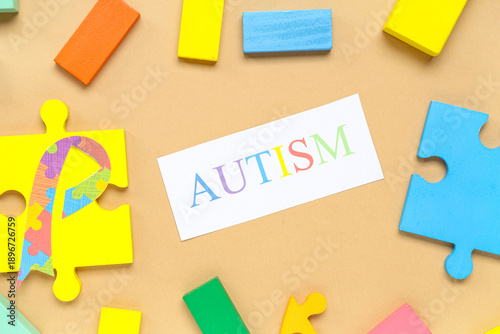 Word AUTISM, puzzle and awa...