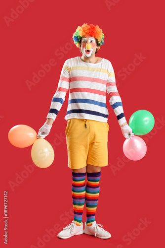Portrait of surprised clown...