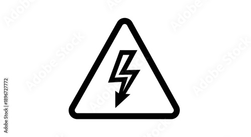 Free Download Black outline lightning bolt electric hazard warning sign in a triangle on an isolated white background, conveying danger and caution. - GFXLoad
