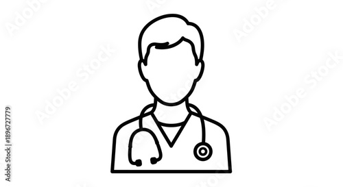 Professional male doctor wearing a stethoscope, representing healthcare and medical expertise on isolated white background.