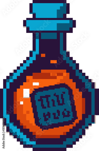 Pixel Art Potion Bottle Illustration.