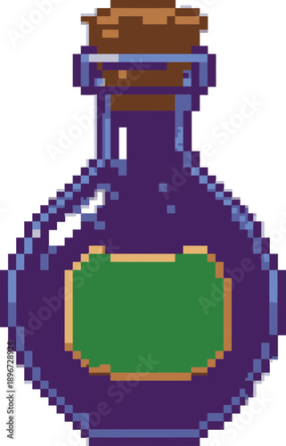 Pixel Art Purple Potion Bottle 1.