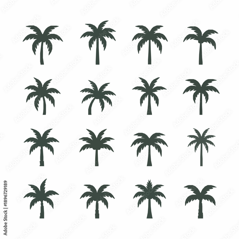 Fototapeta premium Palm tree icon vector set isolated on white background