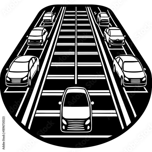 Rectangular parking bay layout with clear dividing lines, top-down view vector art.